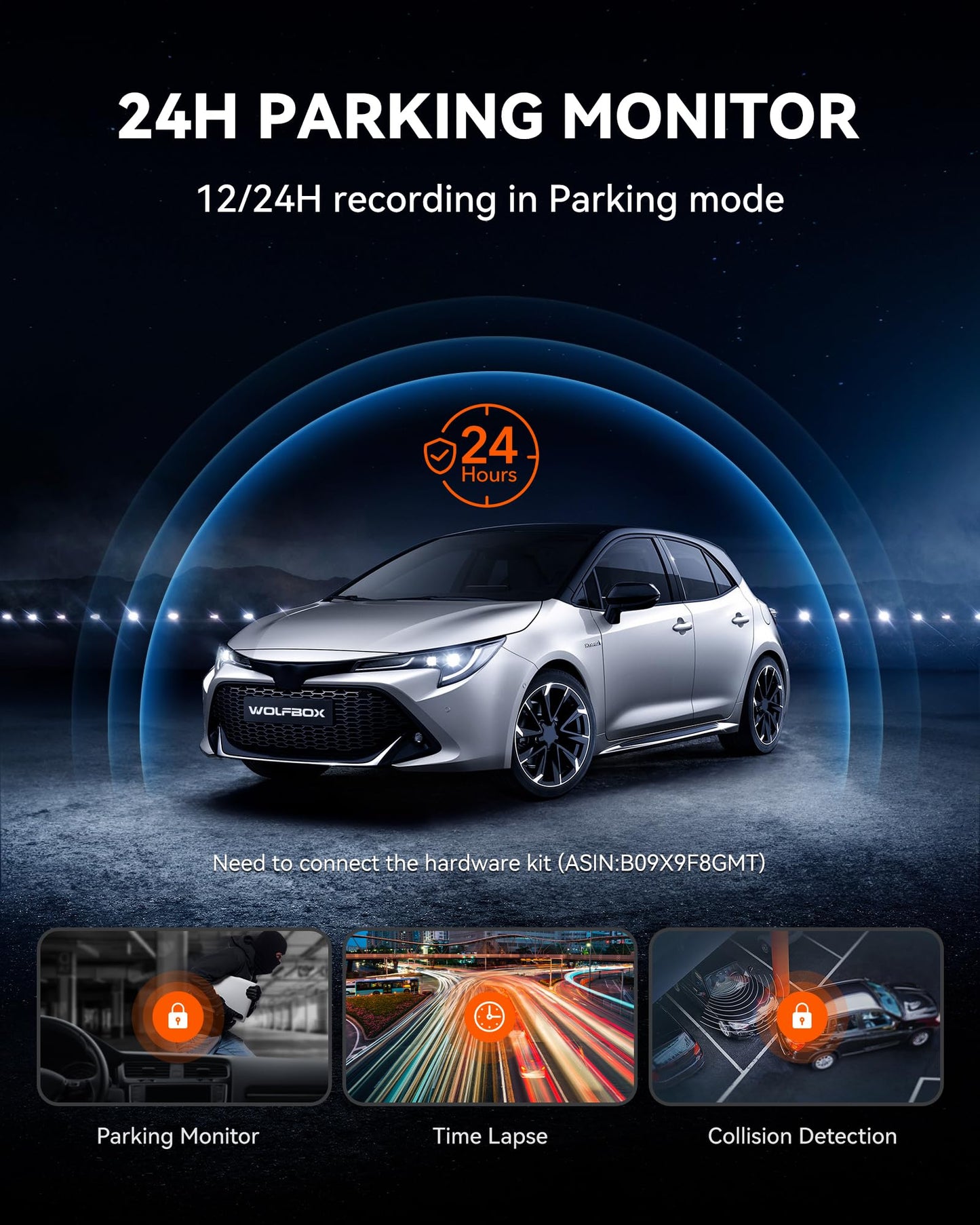 WOLFBOX G930 10'' Rear View Mirror Camera with 5.8GHz WiFi, 4K Dash Cam Front and Rear with WDR, Touch Screen Rearview Mirror Backup Camera, Parking Monitor, Reverse Assist, Includes 64GB Card & GPS