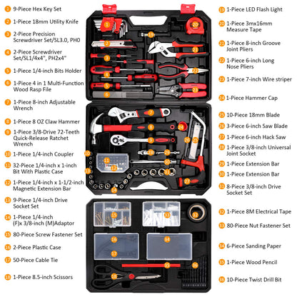 KingTool 325 Piece Home Repair Tool Kit, General Home/Auto Repair Tool Set, Toolbox Storage Case with Drawer, General Household Tool Kit - Perfect for Homeowner, Diyer, Handyman