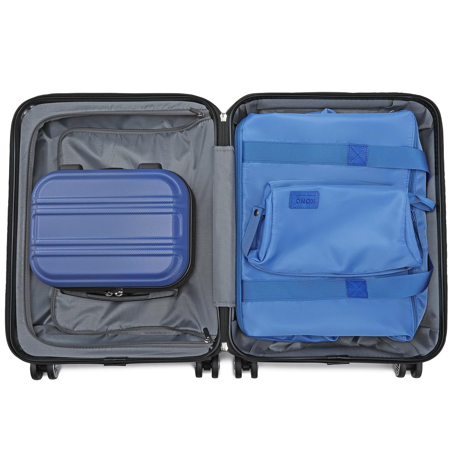 Kono Luggage Set 4 Piece Carry On Hardside Luggage with TSA Lock Spinner Wheels Carry On Suitcase Navy