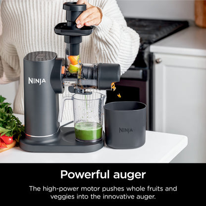 Ninja NeverClog Cold Press Juicer, Powerful Slow Juicer with Total Pulp Control, Countertop, Electric, 2 Pulp Functions, Dishwasher Safe, 2nd Generation, Charcoal, JC151
