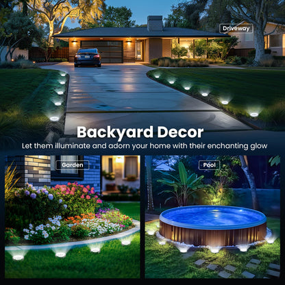 SOLPEX 10 Pack Solar Ground Lights Outdoor Waterproof, Solar Powered Pathway Lights, Landscape Lighting for Garden Walkway Driveway Backyard Decor (Cool White)
