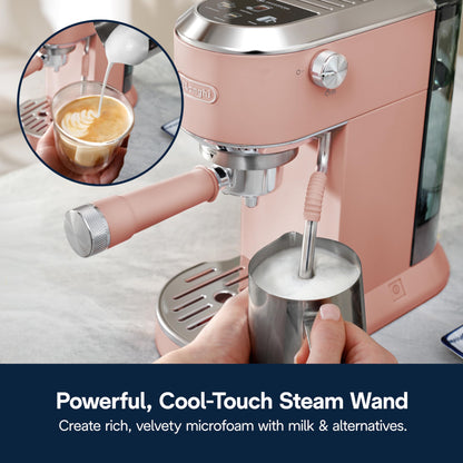 De'Longhi Dedica Duo Compact Espresso Machine - Cold Brew Coffee Maker with Milk Frother Wand- for Espresso, Hot & Iced Coffee, Cappuccinos, Lattes & Home Barista Brewing, Rosé Pink