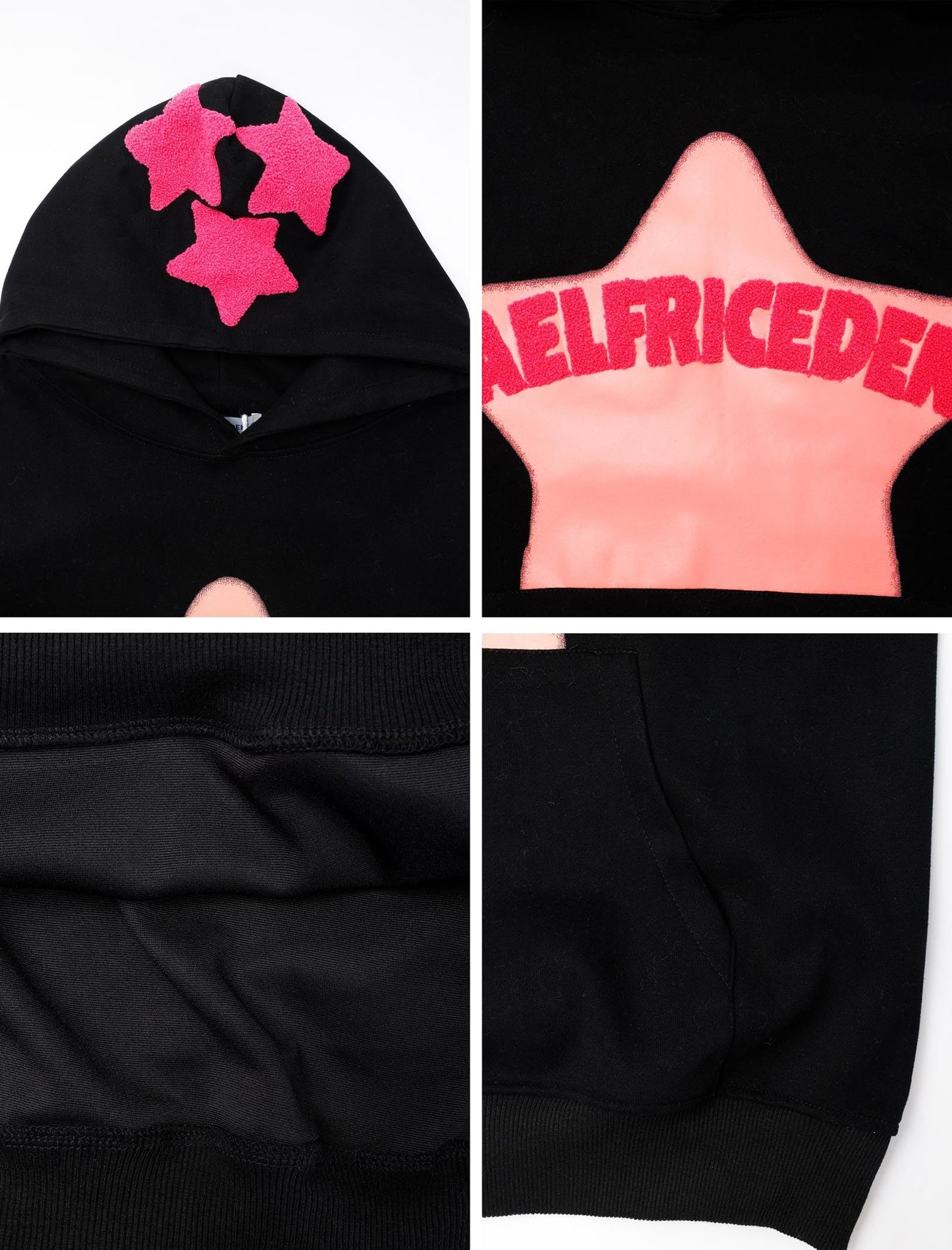 Aelfric Eden Womens Graphic Hoodies Pink Star Print Hoodie Unisex Oversized Hoodies Long Sleeve Pocket Pullover