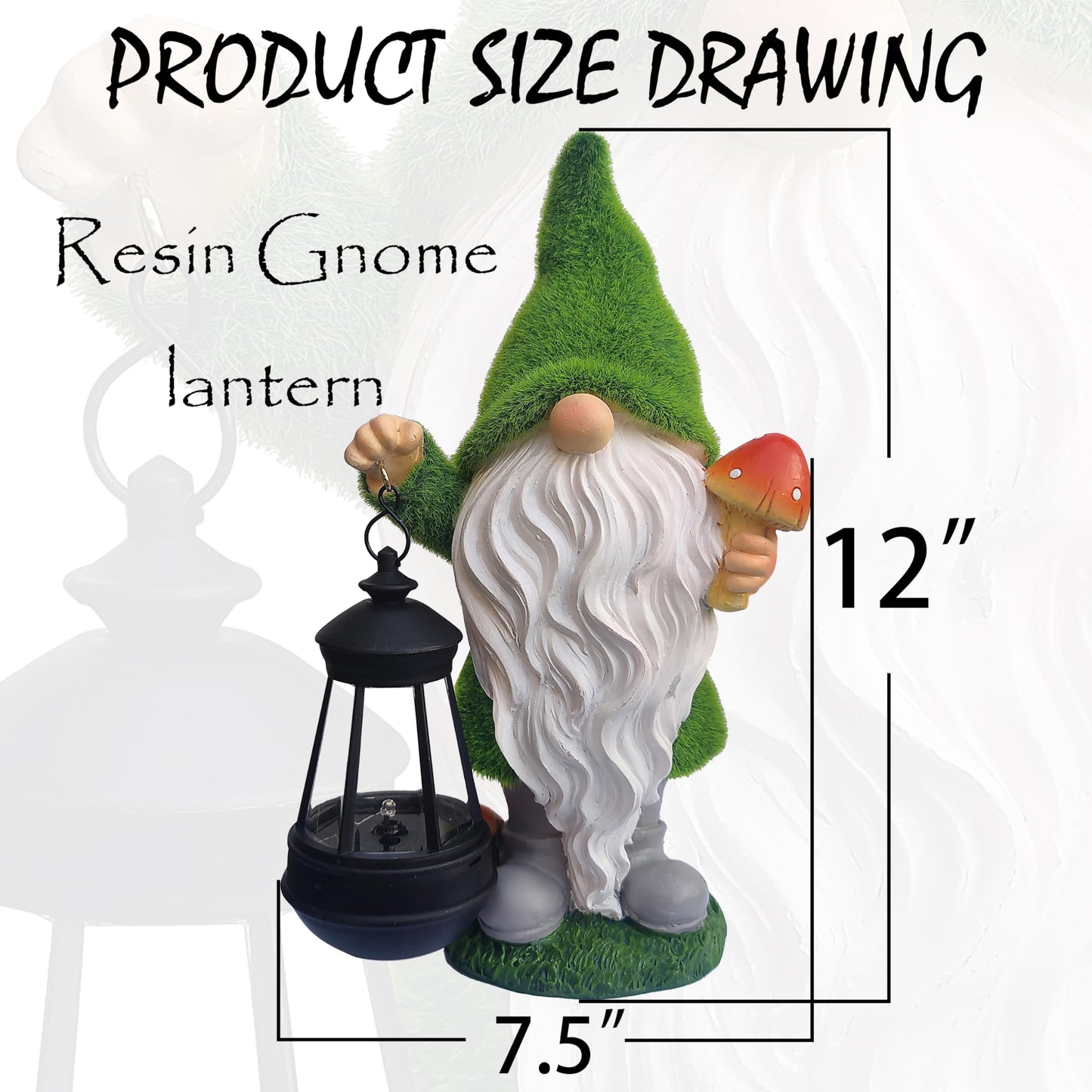 Qobumy Gnomes Solar Garden Statues,Resin Gnome Figurine Decorations Holding Mushroom and Solar Lights Lantern, Outdoor Figurines Lawn Garden Statue Decor Art for Lawn,Yard, Balcony Ornament.