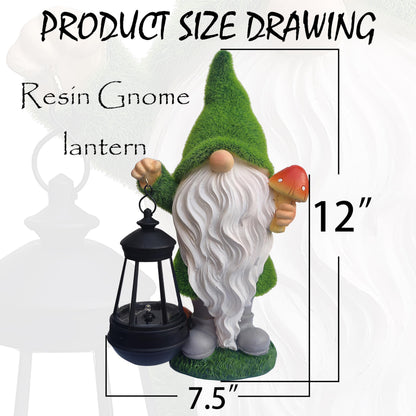 Qobumy Gnomes Solar Garden Statues,Resin Gnome Figurine Decorations Holding Mushroom and Solar Lights Lantern, Outdoor Figurines Lawn Garden Statue Decor Art for Lawn,Yard, Balcony Ornament.