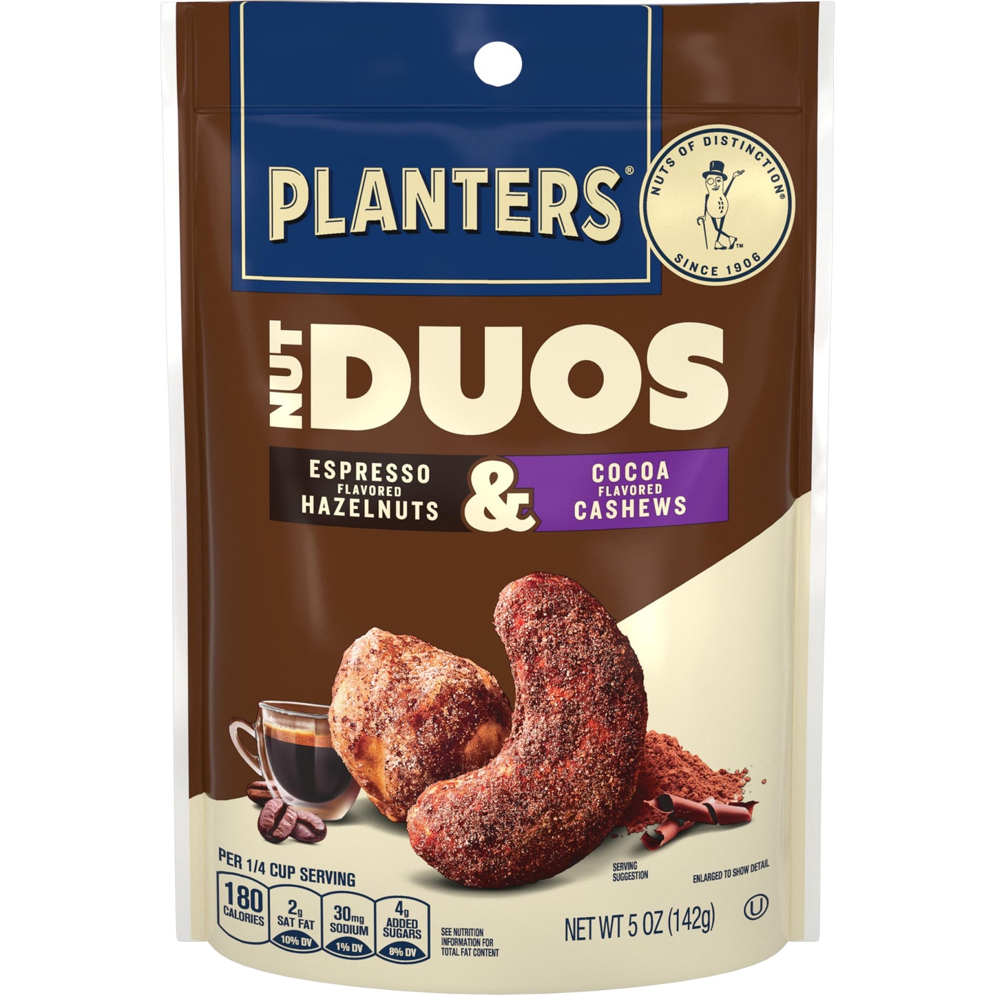 Planters Nut Duos Cocoa Cashews and Espresso Hazelnuts 5oz