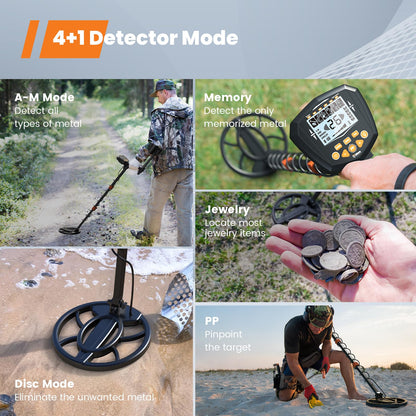 GoGonova Metal Detector for Adults, 39.3" to 51.3" Long Adjustable Stem LCD Display Metal Detector, 10" Search Coil Professional Higher Accuracy Gold Detector with 6 Modes, IP68 Waterproof