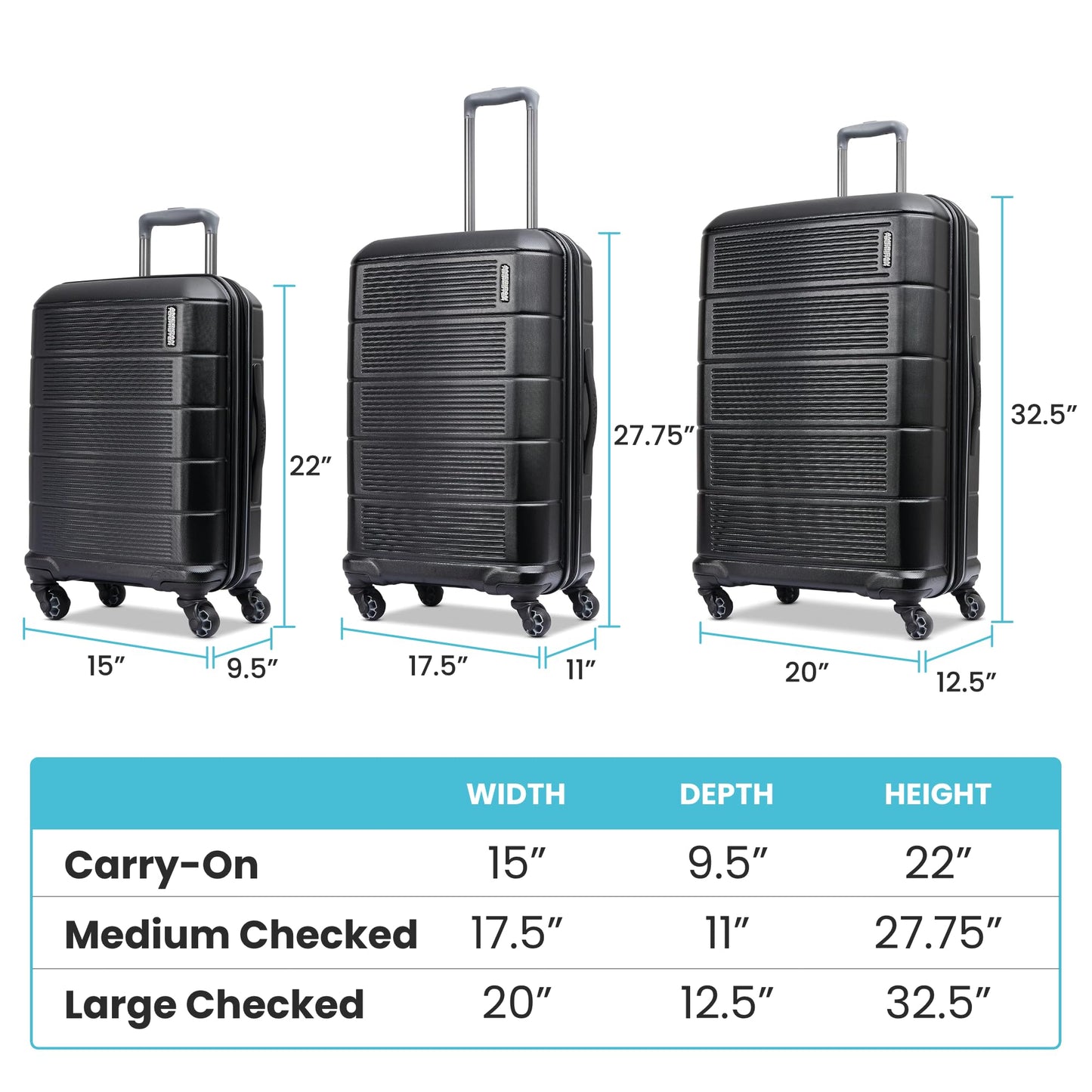 American Tourister Stratum 2.0 Expandable Hardside Luggage with Spinner Wheels, Jet Black, Carry-on