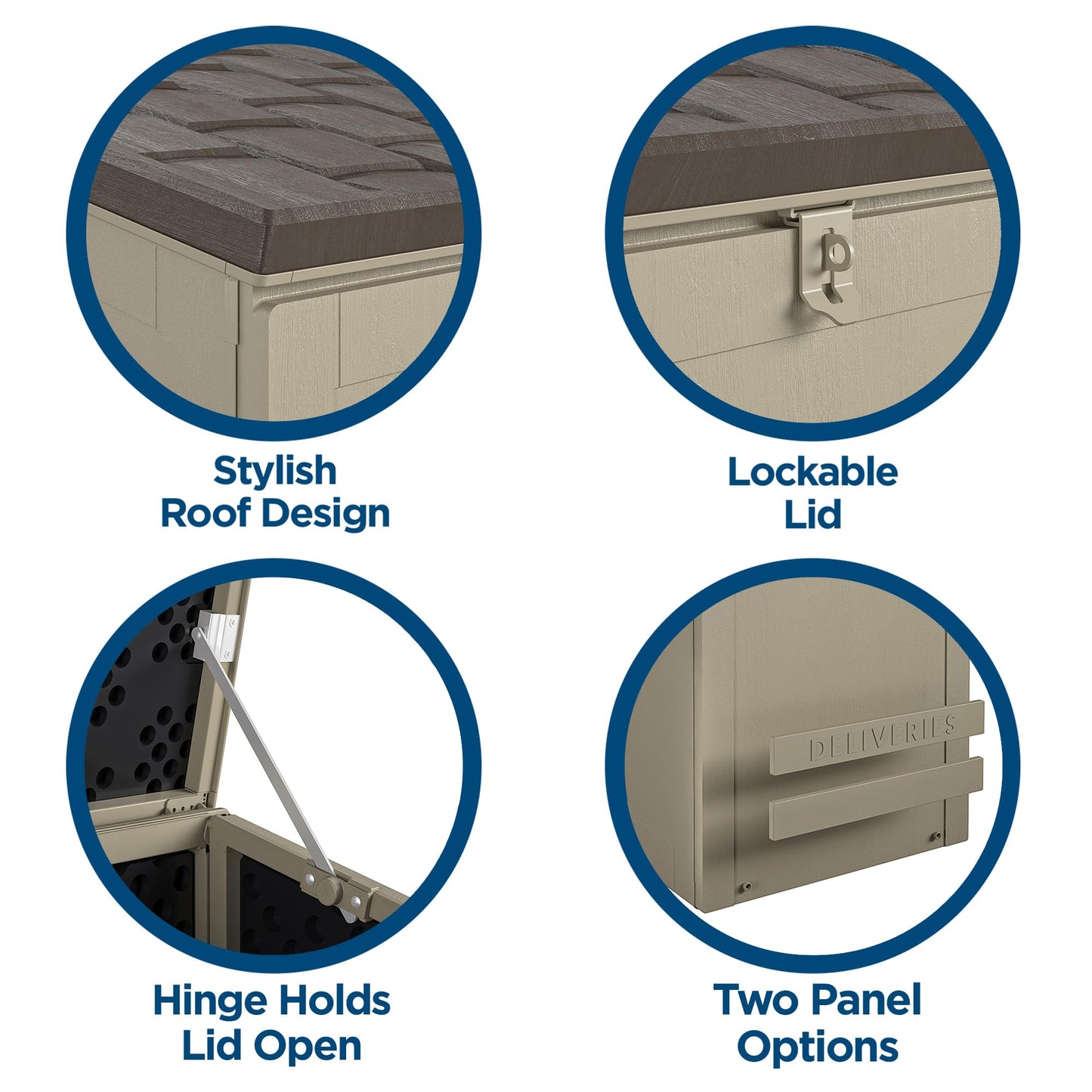 Cosco BoxGuard Outdoor Storage Box, Large Lockable Package Drop Box, 6.3 Cubic Feet, Weather-Resistant Design, Gray/Brown
