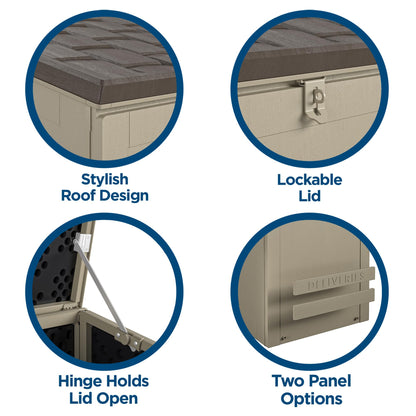 Cosco BoxGuard Outdoor Storage Box, Large Lockable Package Drop Box, 6.3 Cubic Feet, Weather-Resistant Design, Gray/Brown