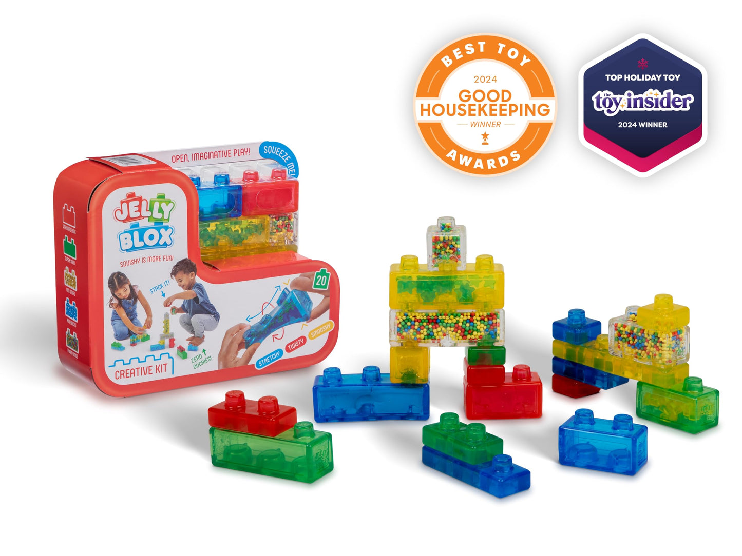 Goliath Jelly Blox Creative Kit | Includes 20 Blocks | Toddler & Preschool Building Blocks Kids Can Squeeze, Stretch, Squish | MESH ACCREDITED | Safety Tested & Ouch-Free | Sensory Play Toy Ages 2+