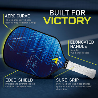 JOOLA Ben Johns Hyperion CAS 16 Pickleball Paddle - Carbon Abrasion Surface with High Grit & Spin, Sure-Grip Elongated Handle, 16mm, with Polypropylene Honeycomb Core, USAPA Approved
