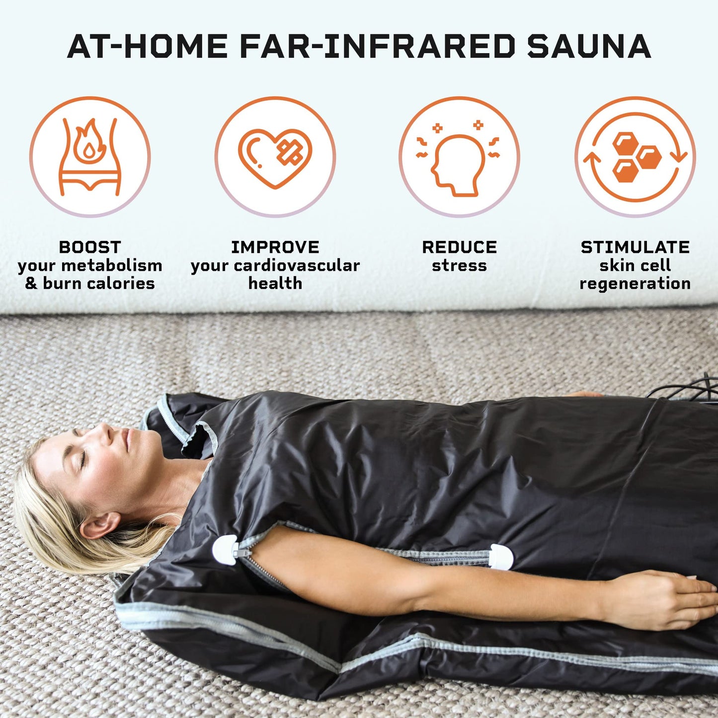 LifePro Sauna Blanket for Detoxification - Portable Far Infrared Sauna for Home Detox Calm Your Body and Mind Large Black