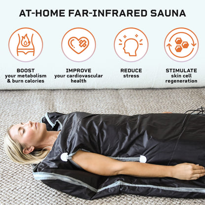 LifePro Sauna Blanket for Detoxification - Portable Far Infrared Sauna for Home Detox Calm Your Body and Mind Large Black