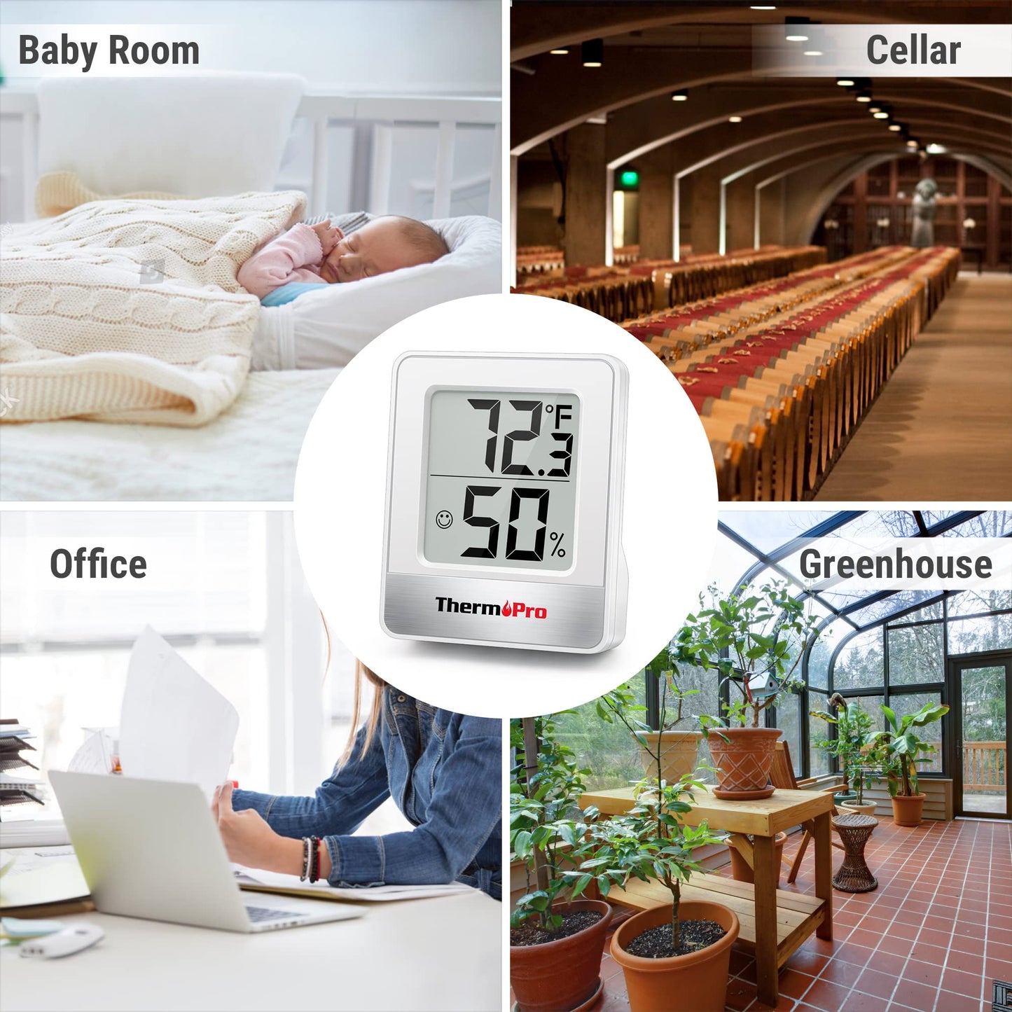 ThermoPro TP49 Digital Hygrometer Indoor Thermometer Humidity Meter Room Thermometer with Temperature and Humidity Monitor Mini Hygrometer Thermometer