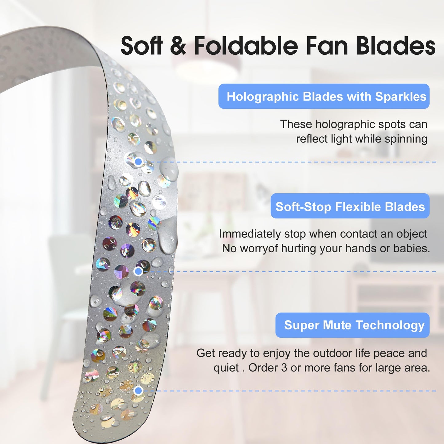 PATIOSIR Fly Swatter for Outside/Inside Meal, Picnic, Barbeque, Events - Battery Operated Food Spinning Fan (Black Color, 2pcs)