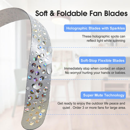 PATIOSIR Fly Swatter for Outside/Inside Meal, Picnic, Barbeque, Events - Battery Operated Food Spinning Fan (Black Color, 2pcs)