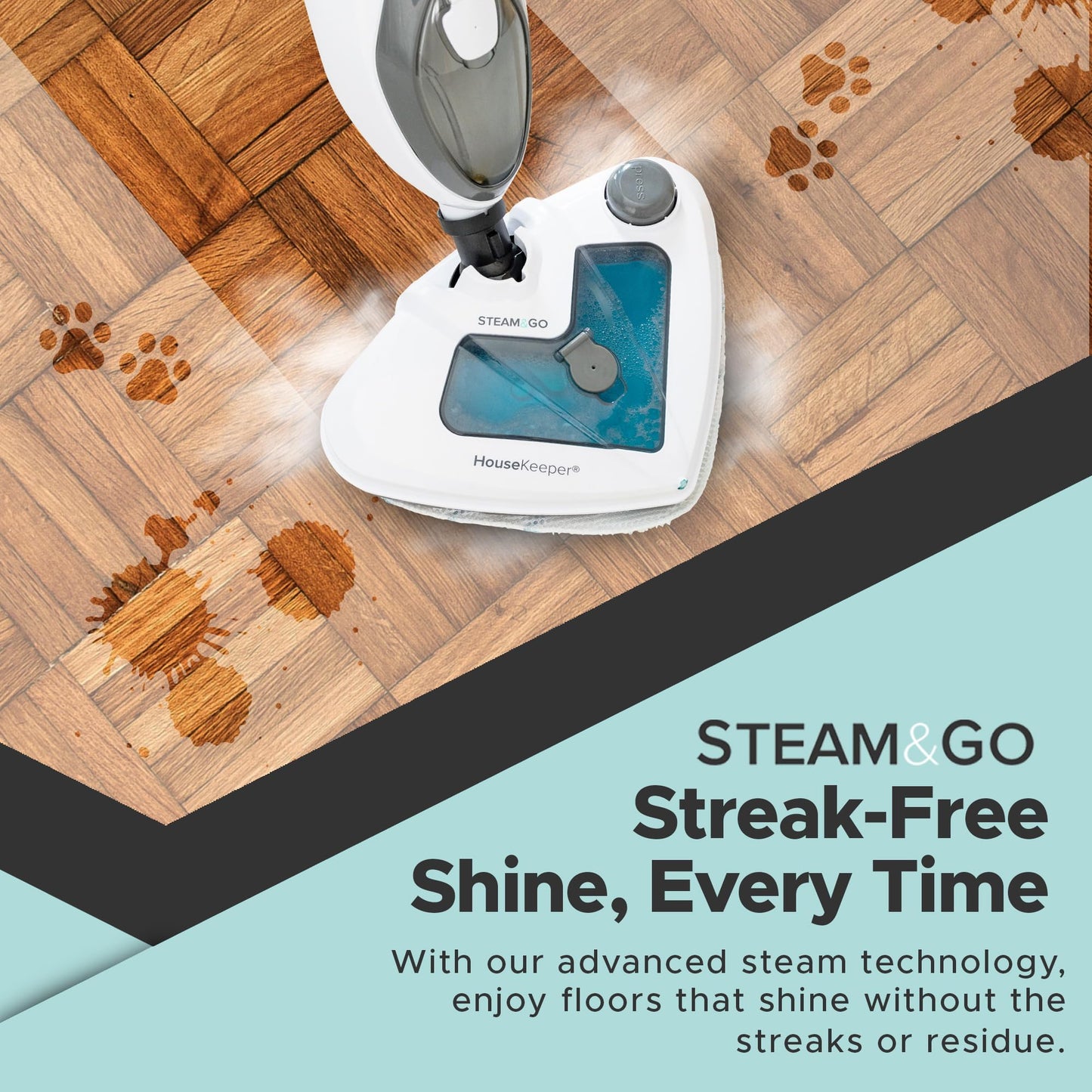 Steam and Go 10-in-1 Steam Mop - Multi-Functional Floor Steamer for Home Use w/Detergent Chamber, Detachable Handle & Handheld Steam Cleaner for Tile, Grout, Hardwood, Upholstery, Carpets & Furniture
