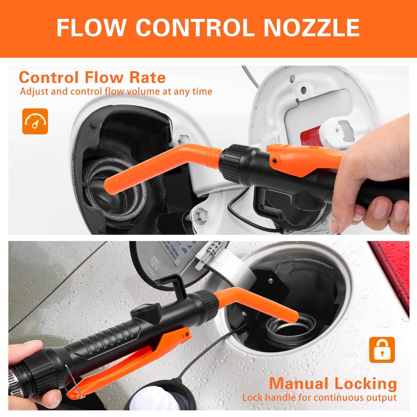 BOLCOWE Portable Power Battery Pump, Battery Powered Siphon Fuel Transfer Pump, Transfer Pump for Gasoline, Fuel Oil, Diesel, Water, Battery Fuel Transfer Pump suitable for Garages and Shops (Orange)