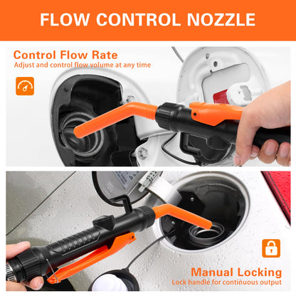 BOLCOWE Portable Power Battery Pump, Battery Powered Siphon Fuel Transfer Pump, Transfer Pump for Gasoline, Fuel Oil, Diesel, Water, Battery Fuel Transfer Pump suitable for Garages and Shops (Orange)