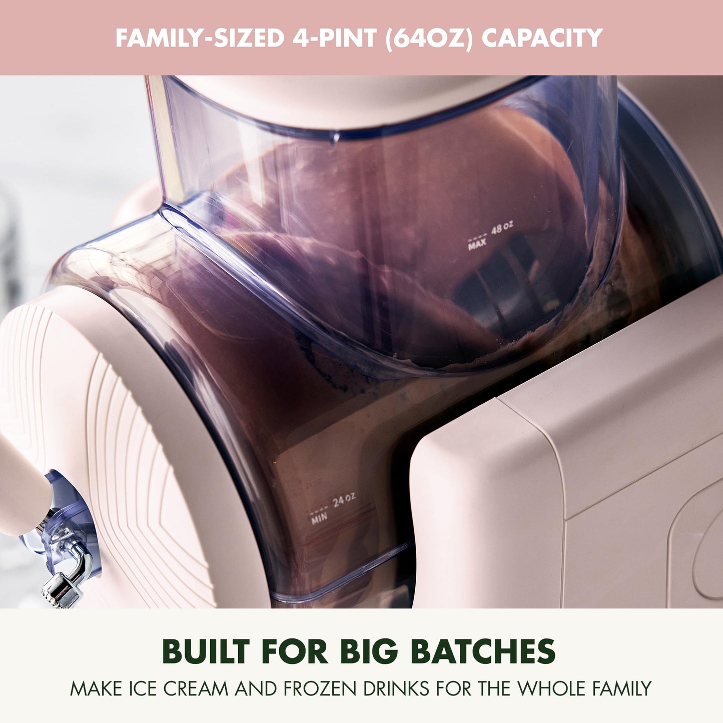 GreenPan Frost Ice Cream Maker & Slushie Machine, Soft Serve, Sorbet, Margaritas, Milkshakes, Frozen Yogurt, No Pre-Freezing, Ready in 15 Mins, 6 Modes, 7 Textures, Self-Cleaning, Family Size, Pink