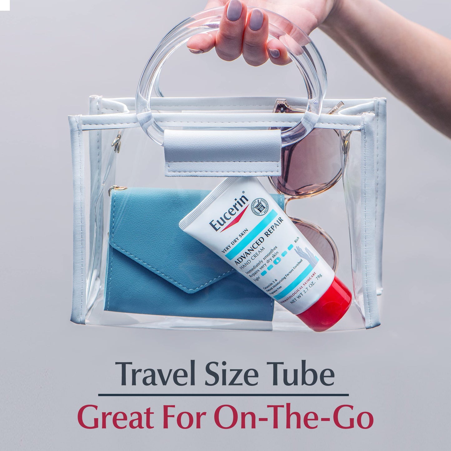 Eucerin Advanced Repair Hand Cream, Immediately Soothes and Repairs Very Dry Skin, Fragrance Free, Non Greasy, Fast Absorbing, Travel Size Hand Lotion, 2.7 Oz Tube, Pack of 3