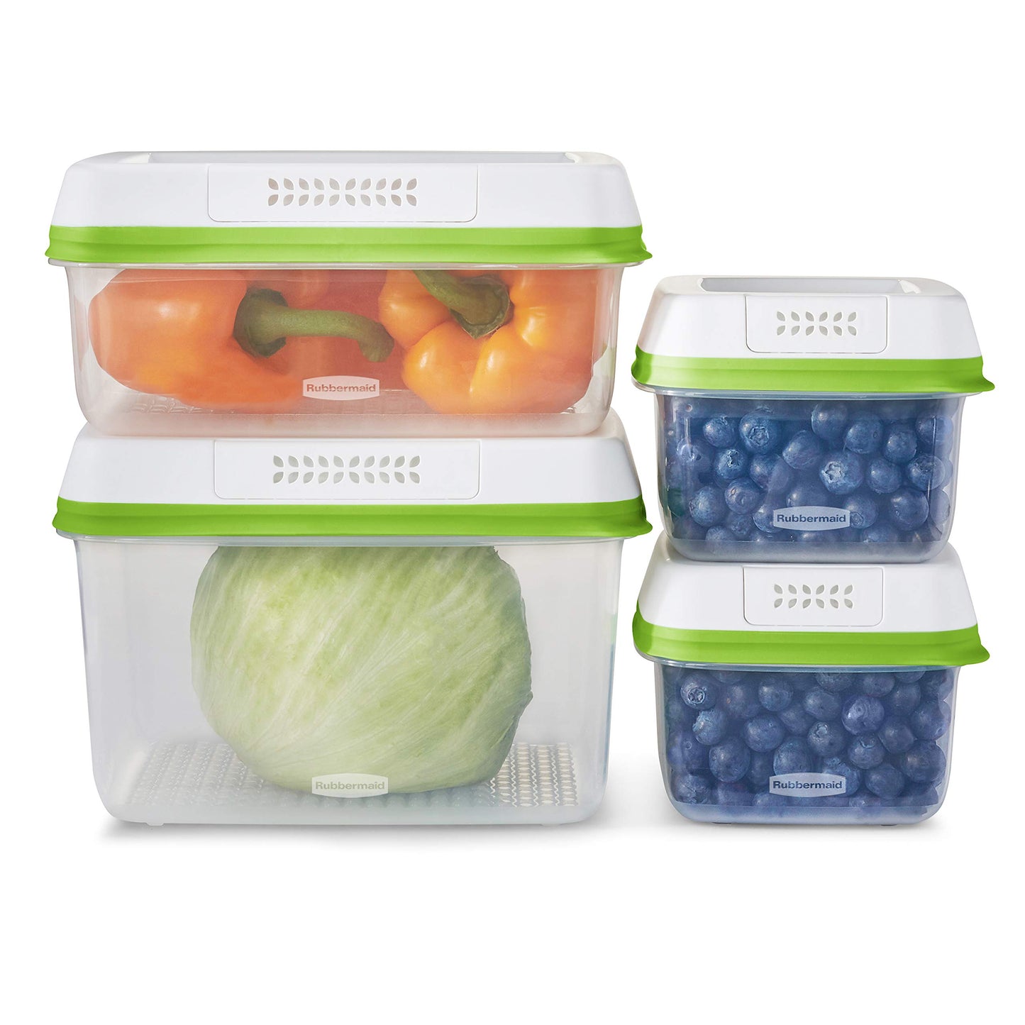 Rubbermaid FreshWorks Produce Saver, Medium and Large Food Storage Containers, 8-Piece Set, Stackable and Space-Efficient Design for Kitchen and Pantry Organization