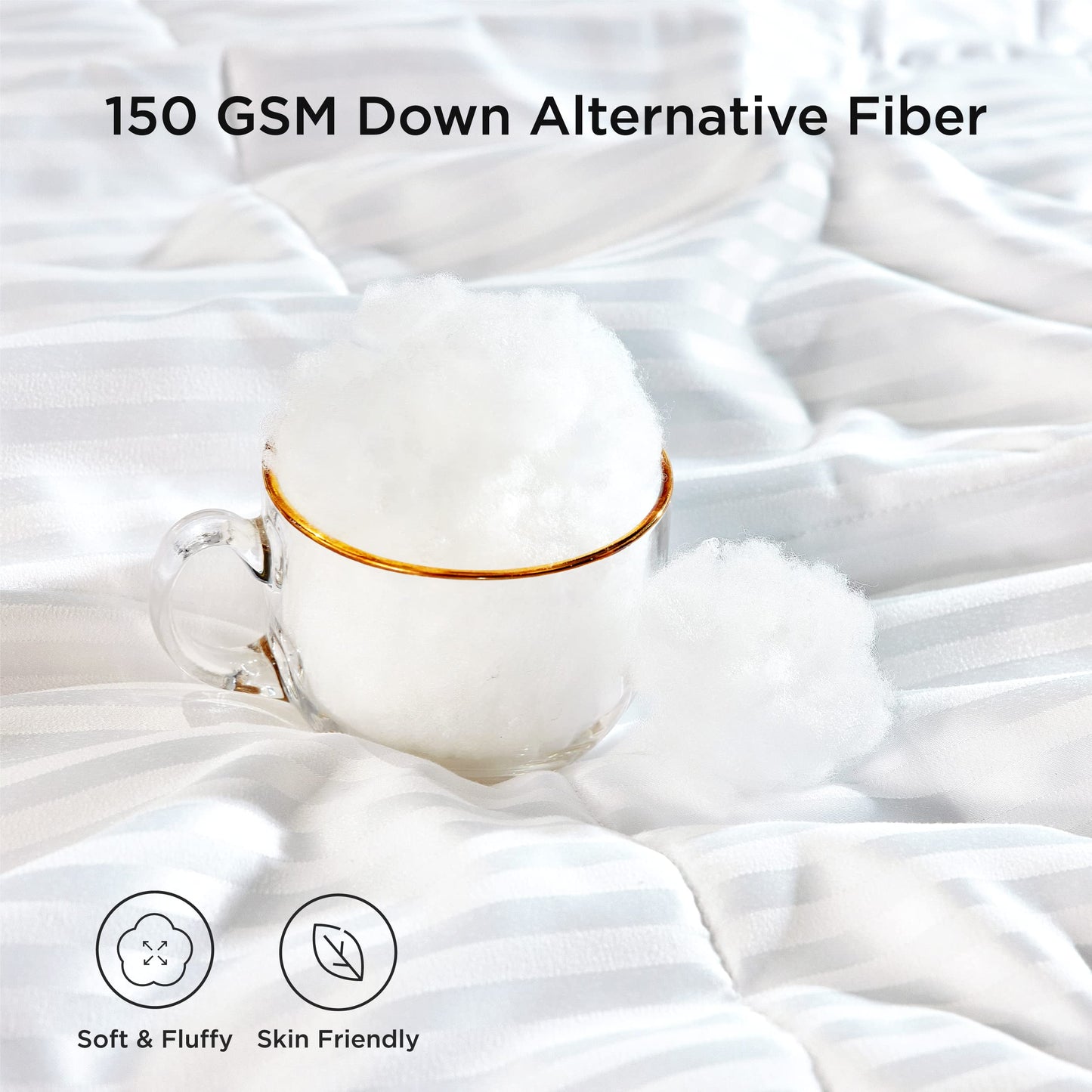 Bedsure Duvet Insert Queen Size - Lightweight Comforter, Quilted Cooling Duvet Insert, Down Alternative Summer Comforter with 8 Tabs, Ultra Soft, Striped, Machine Washable, Queen, 88x88 inches