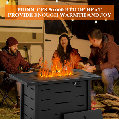 Walsunny 43 inch Outdoor Propane Fire Pit 50,000 BTU Gas Fire Pit Table with Lid, Waterproof Cover, Rectangle Gas Firepit Table for Garden/Patio, CSA Certification