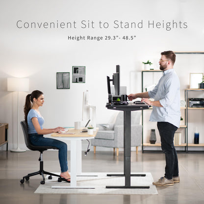 VIVO Electric Height Adjustable 60 x 24 inch Memory Stand Up Desk, Black Solid One-Piece Table Top, Black Frame, Standing Workstation with Preset Controller, 1B Series, DESK-KIT-1B6B
