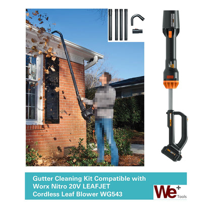 WETOOLPLUS Gutter Cleaning Kit Compatible with Worx Cordless Leaf Blower WG545/WG565/WG575 & Worx Nitro 20V LEAFJET Leaf Blower WG543