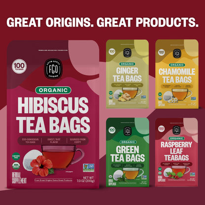 FGO Organic Hibiscus Iced Tea, 36 Eco-Conscious Pitcher Sized Tea Bags, Packaging May Vary (Pack of 1)