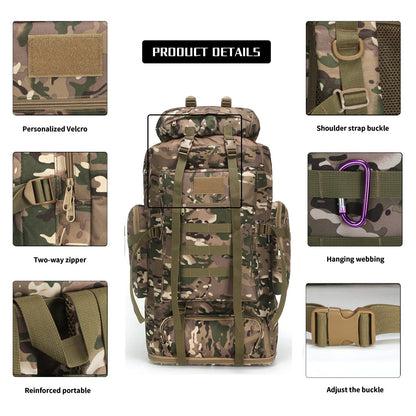 W WINTMING Hiking Backpack for Men 70L/100L Camping Backpack Military Rucksack Molle 3 Days Assault Pack for Climbing
