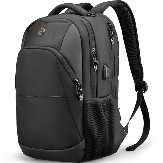 Swissdigital Design Travel Laptop Backpack, College Laptops Backpack with USB Charging Port for Men and Women Fits 16 Inch Notebook, Black | ANDWIL
