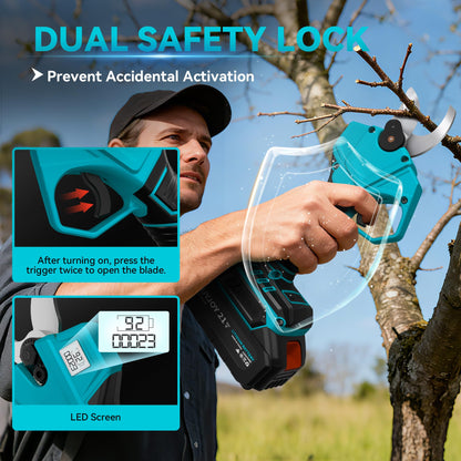 4-in-1 Pole Saw & Electric Pruning Shears, 6 Inch Pole Saws for Tree Trimming, Cordless Pruning Shears with 15.5ft Max Extension Pole, 2 x 4.0Ah Battery Powered Pole Saw Pruner for Garden (Blue)