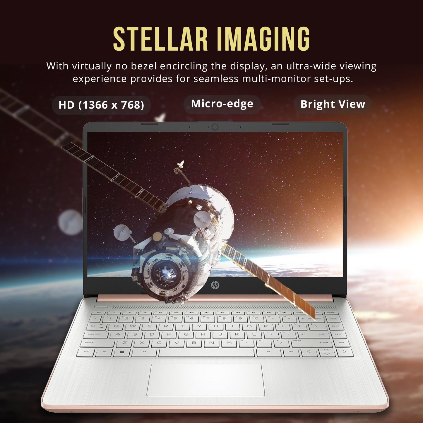 HP Stream 14" HD BrightView Laptop, Intel Celeron N4120, 16GB RAM, 288GB Storage (128GB eMMC + 160GB Docking Station Set), Intel UHD Graphics, 720p Webcam, Wi-Fi, 1 Year Office 365, Win 11 S, Gold