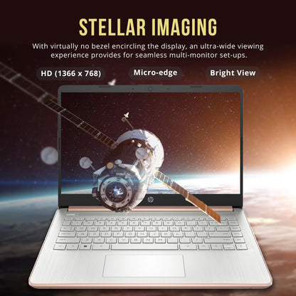 HP Stream 14" HD BrightView Laptop, Intel Celeron N4120, 16GB RAM, 288GB Storage (128GB eMMC + 160GB Docking Station Set), Intel UHD Graphics, 720p Webcam, Wi-Fi, 1 Year Office 365, Win 11 S, Gold