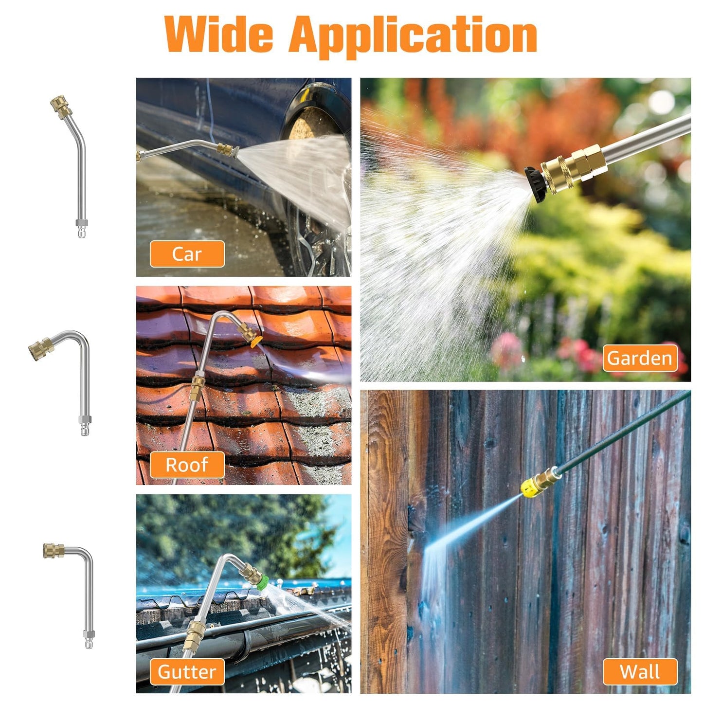 Sealegend 8FT Pressure Washer Extension Wand for Gutter Cleaning, Upgrade Power Washer Accessories with 6 Spray Nozzle Tips, 3 Gutter Cleaner Attachments Curved Rod, 1/4" Quick Connect, 4000 PSI