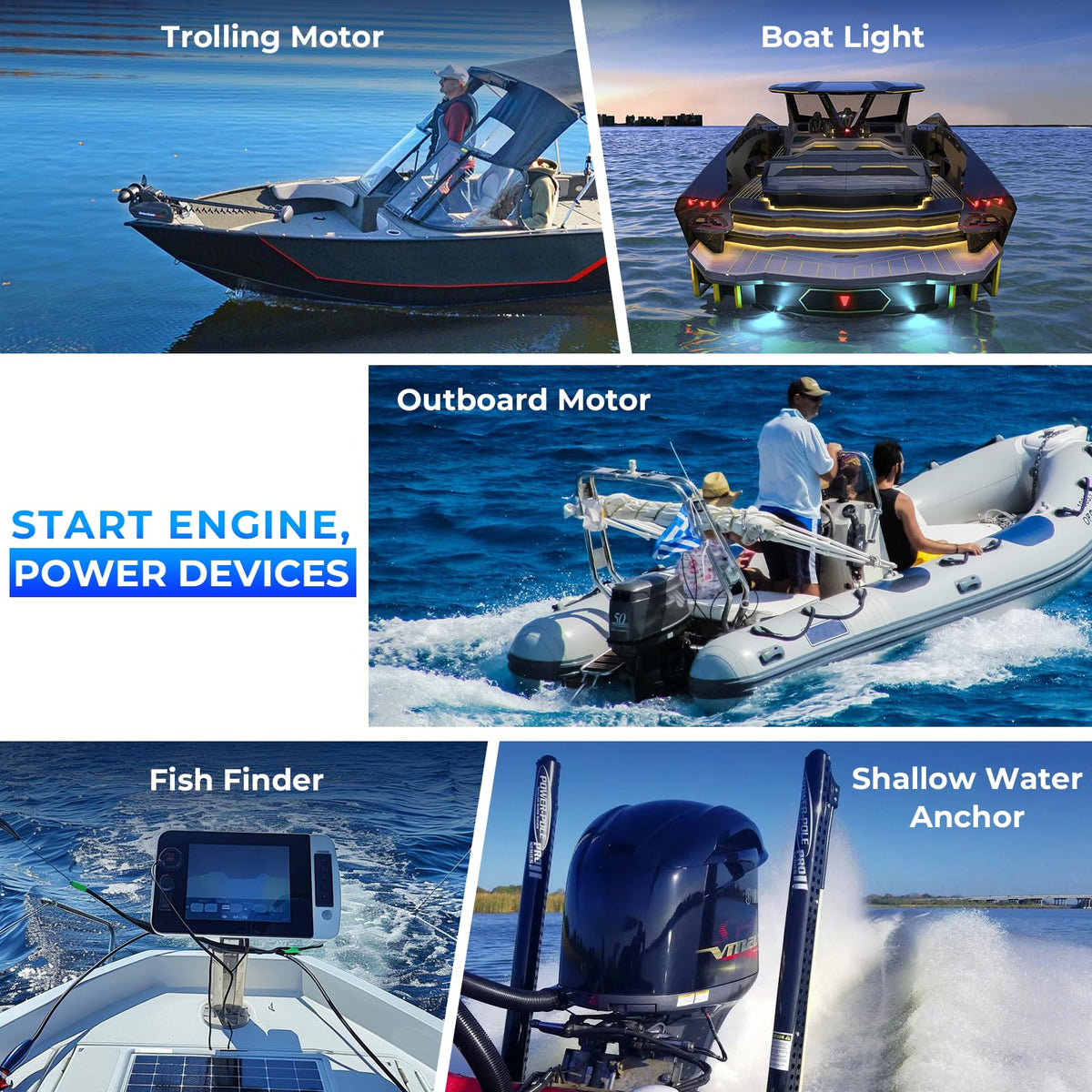 GrenerPower 12.8V100Ah Group 31 Dual Purpose LiFePO4 Battery, Built-in 200A BMS, IP66 Waterproof, and Max. 900A Marine Cranking Starting Lithium Battery, Up to 4P4S for Outboard Motors, Boat, RV, Home