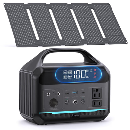 Solar Generator with Panels Included - Portable Power Station 300W with 30W Solar Panel, 192Wh(60000mAh) LiFePO4 Battery, Power Bank 8-Port Design w/2 AC Outlets for Home,Laptop, RV,Hurricane,Camping