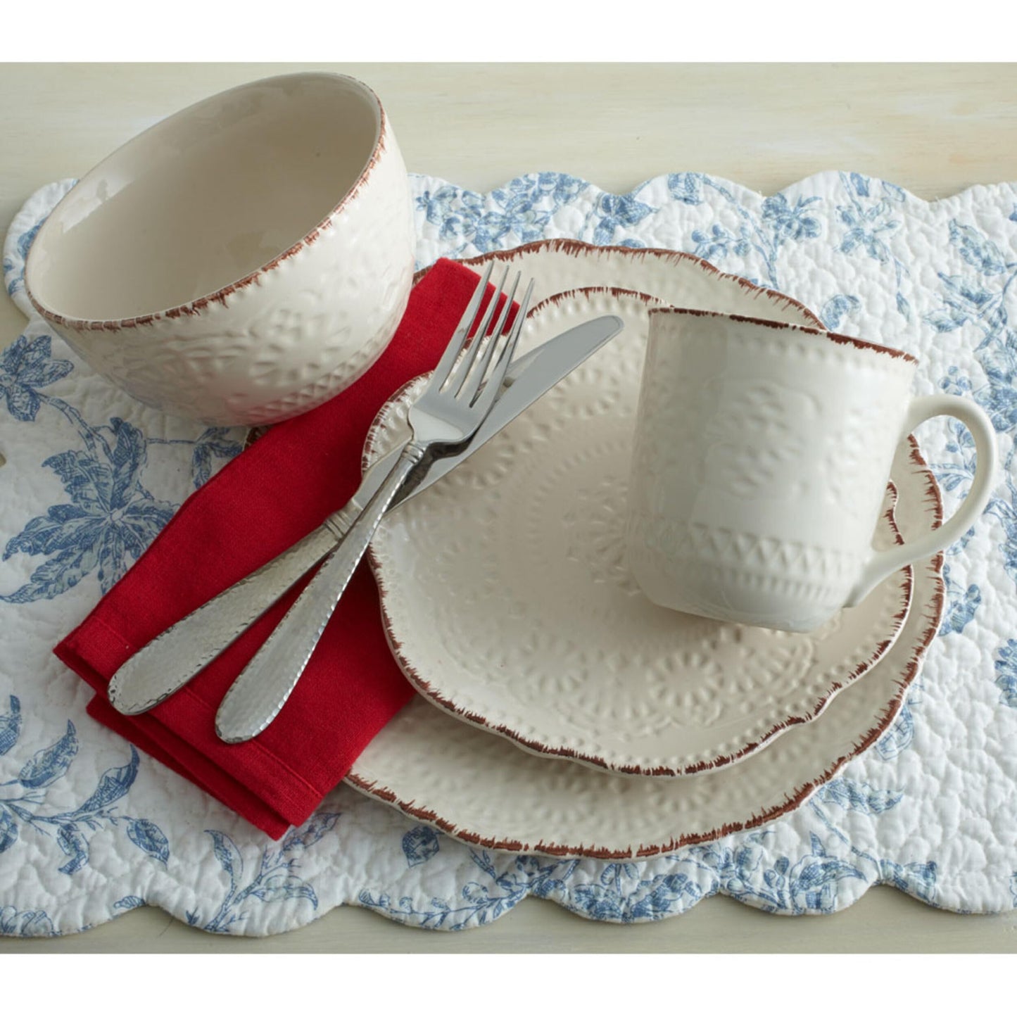 Pfaltzgraff Chateau Cream 16-Piece Stoneware Dinnerware Set, Service for 4, Off White