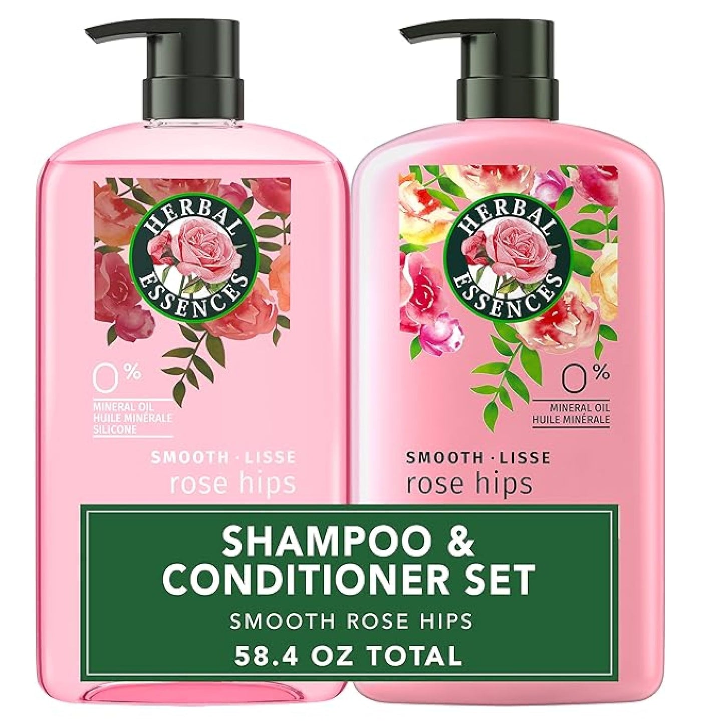 Herbal Essences Shampoo & Conditioner Set, Smooth Collection, Paraben-Free, Color-Safe, with Rose Hips & Vitamin E, 29.2 Fl Oz Each, 2-Pack