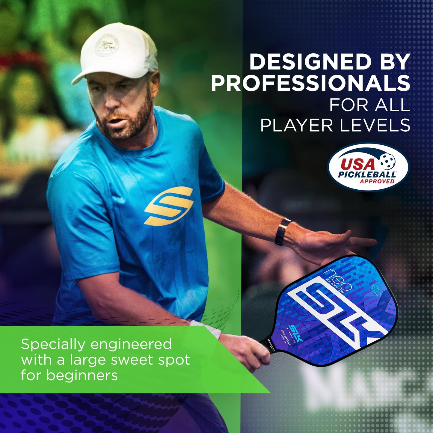 SLK Neo by Selkirk Pickleball Paddles | Featuring a Multilayer Fiberglass and Graphite Pickleball Paddle Face | SX3 Honeycomb Core | Pickleball Rackets Designed in The USA for Traction and Stability