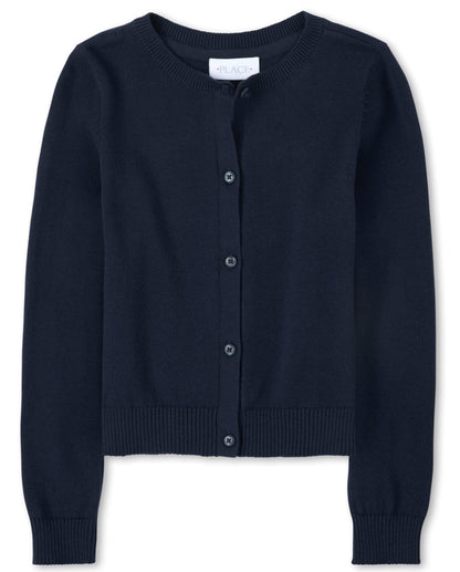 The Children's Place girls Basic School Uniform Cardigan Sweater, Tidal, Medium US