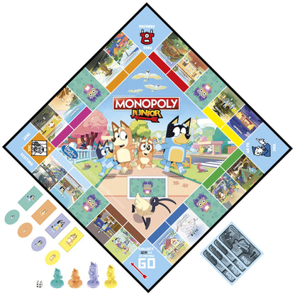 Hasbro Gaming Monopoly Junior Bluey Edition Board Game | Kids Play as Bluey, Bingo, Mum & Dad for Girls & Boys | Ages 5+ (Amazon Exclusive)