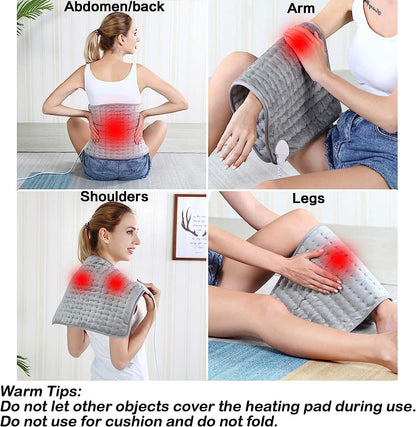 Heating Pad-Electric Heating Pads for Back,Neck,Abdomen,Moist Heated Pad for Shoulder,Knee,Hot Pad for Arms and Legs,Dry&Moist Heat & Auto Shut Off(Light Gray, 12''×24')