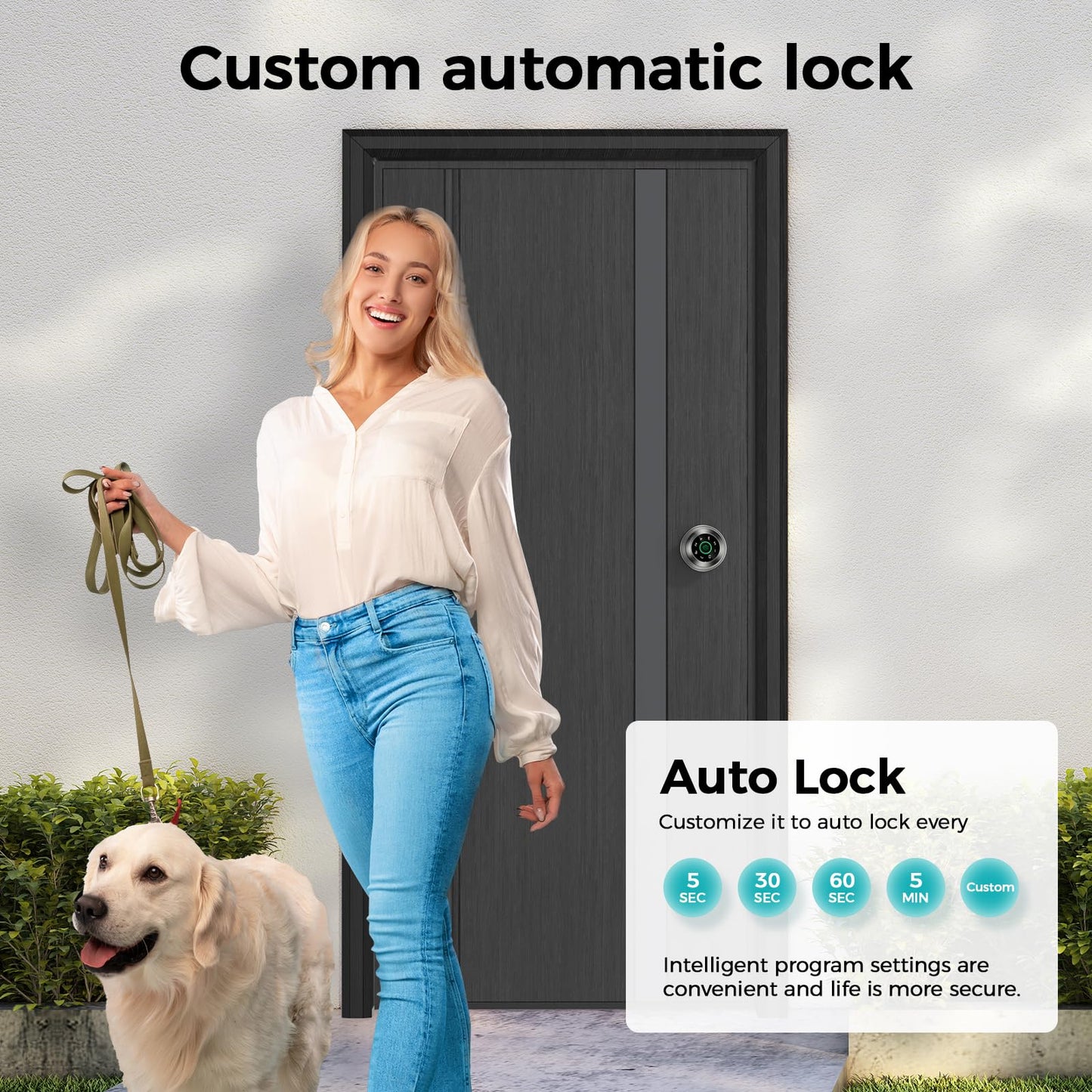 Fingerprint Door Lock - Fingerprint and Keypad Input Smart Door knob, App Controlled Biometric Door Lock, Keyless Entry, Bedroom, Office, Hotel, Apartment Auto Door knob (Satin Nickel)
