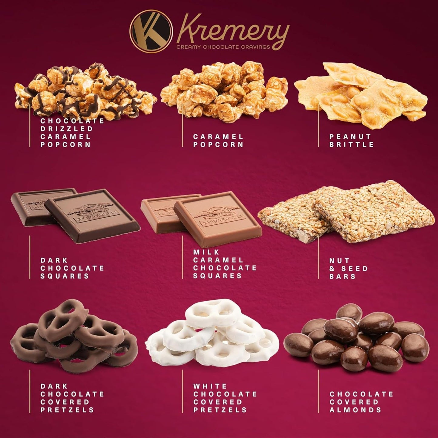 KREMERY Creamy Chocolate Cravings Easter Chocolate Covered Pretzels, Nuts, Candy & Caramel Popcorn (Deluxe, 3.5 lbs) Sweet Treats in Seagrass Tray with Ribbon Kosher