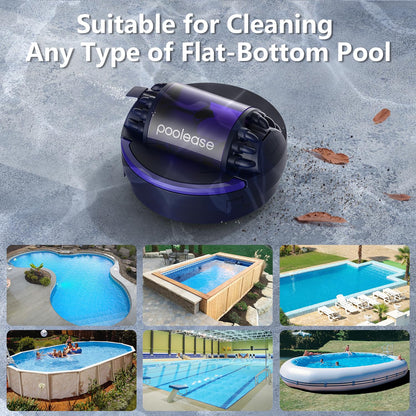 Poolease X1 Robotic Pool Vacuum for Above Ground Pool, Automatic Cordless Pool Cleaner with 45W Dual-Motor, Ideal for Above-Ground Flat Pool, 2L Debris Capacity (Dark Blue and Purple)