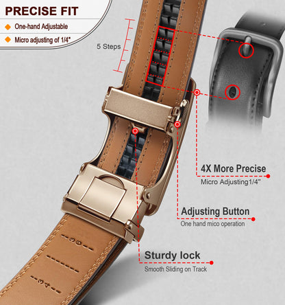 BULLIANT Men's Belt, Slide Ratchet Belt For Gift Men Dress Pant Shirt Oxfords,Trim To Fit(Light Brown,30"-36" Waist Adjustable)
